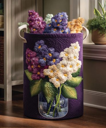 Petal Parade Floral Quilted Laundry Hamper – Large Foldable Fabric Basket, Washable Nursery & Home Storage