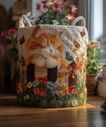 Floral Pet Quilted Laundry Hamper - Petal Paws Design, Collapsible Fabric Clothes Basket, Machine Washable & Decorative Home Storage