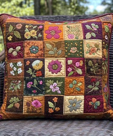 Petal Perfect Quilted Pillow Cover - Elegant Floral Throw Case For Sofa, Bed & Romantic Cottage Home Accents
