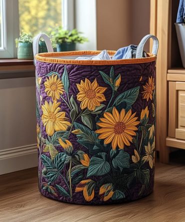 Petal Pop Quilted Laundry Hamper — Trendy Floral Fabric Basket, Large Collapsible Washable Laundry Organizer With Handles For Home