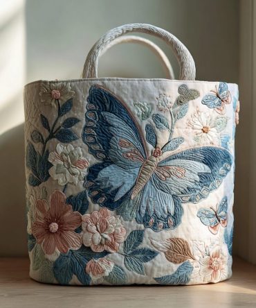 Petal Soar Quilted Laundry Hamper — Elegant Floral Foldable Laundry Basket With Handles, Washable Cotton Storage For Bedroom & Nursery