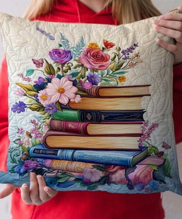 Petals Of Wisdom Quilted Cushion Cover – Elegant Floral Decorative Pillowcase For Sofas, Bedrooms & Gift-Giving (Soft, Machine-Washable)