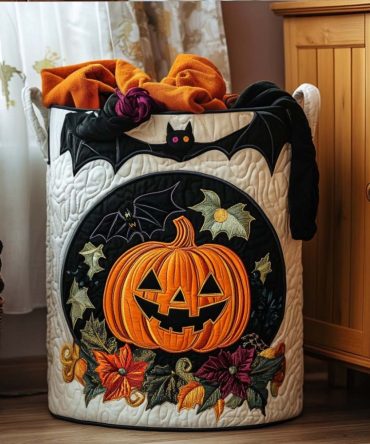 Phantom Trail Quilted Laundry Hamper - Dark-Themed Fabric Storage Basket With Handles, Large Foldable Laundry Organizer, Decorative & Washable Design