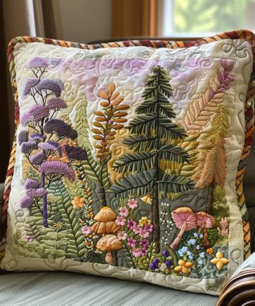Pine Hollow Quilted Pillow Cover — Cozy Pine Forest Decorative Throw Sham For Cabin & Rustic Spaces, Durable Quilting, Easy Care