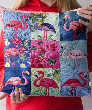 Pink Paradise Quilted Decorative Pillow Cover — Vibrant Floral Tropical Throw Pillow Case For Bright Living Rooms & Boho Bedrooms