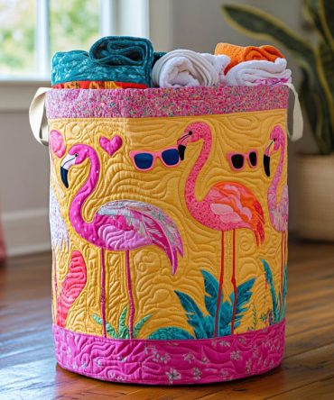 Pink Lagoon Quilted Laundry Hamper — Soft Blush Foldable Laundry Basket With Handles For Stylish, Compact Home Storage