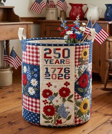 Pioneer Pride Patchwork Quilted Laundry Hamper - Vintage Patchwork Motif, Foldable Durable Fabric Basket With Handles For Rustic Homes