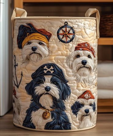 Pirate Brotherhood Quilted Laundry Hamper , Playful Pirate-Themed Collapsible Laundry Basket For Kids Rooms, Playrooms & Nautical Decor