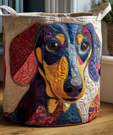 Playful Doxies Quilted Dog Print Laundry Hamper — Cute Foldable Laundry Basket For Pet Lovers, Kids & Busy Homes
