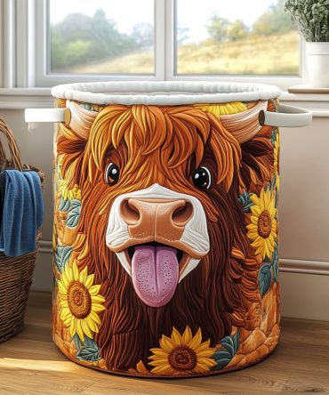 Playful Tongue Quilted Laundry Hamper - Colorful Whimsy Fabric Basket, Foldable Durable Kids & Teen Laundry Organizer For Fun Rooms
