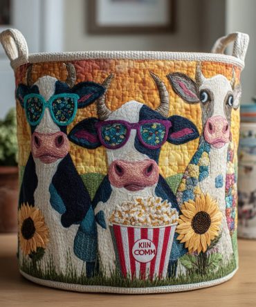 Charming Popcorn Pasture Quilted Laundry Hamper – Large Collapsible Fabric Basket With Handles, Machine-Washable & Stylish