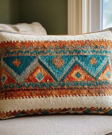 Prairie Flame Quilted Pillowcase – Warm Rustic Floral Decorative Cover, Soft Cotton Texture, Durable & Easy-Care