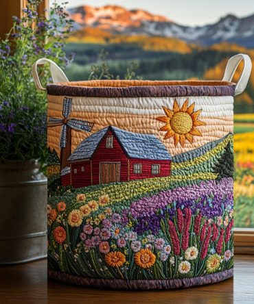 Prairie Floral Quilted Hamper — Decorative Fabric Laundry Basket With Handles, Collapsible Vintage-Inspired Linen Organizer For Home
