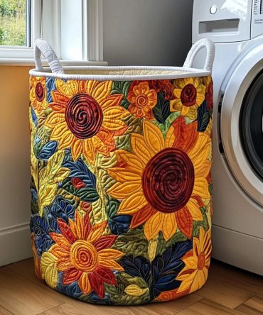 Prairie Light Quilted Laundry Hamper — Rustic Floral Foldable Laundry Basket, Washable Quilted Cotton Storage With Reinforced Handles