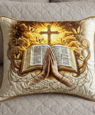 Scripture & Prayer Quilted Pillowcase — Inspirational Faith Bedding Accent With Uplifting Text, Soft Cotton, Gift For Church & Home
