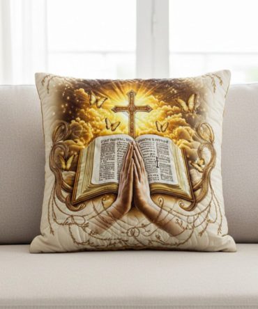 Prayer & Scripture Quilted Pillow Cover — Inspirational Faith Accent For Bedroom, Church, Or Spiritual Gift-Giving