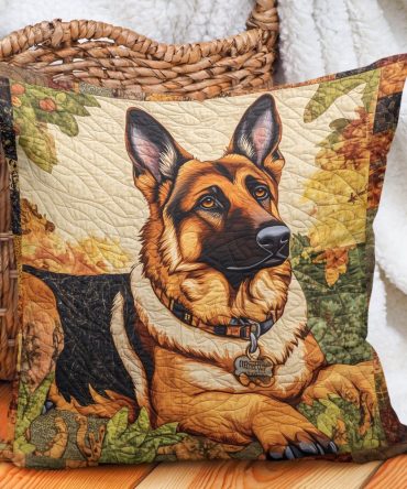 Protector Retreat Quilted Pillow Cover — Majestic Guardian Shield Decorative Throw Pillow Case, Quilted Accent Cushion For Rustic & Medieval Style Homes