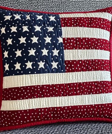 Proud To Serve Quilted Pillow Cover — Patriotic Tribute Quilted Throw Case, Durable Soft Fabric, Machine Washable, Gift For Veterans