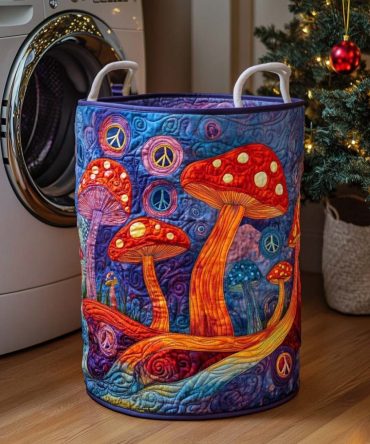 Psychedelic Peace Garden Quilted Hamper — Bold Color Laundry Storage Basket, Foldable & Durable For Apartment Or Dorm