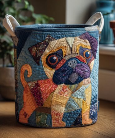 Pug Delight Quilted Laundry Hamper — Foldable Dog-Print Laundry Basket, Durable Washable Storage With Carry Handles For Kids & Pet Lovers