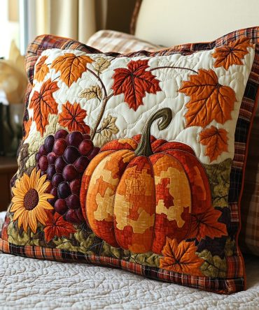 Pumpkin Parade Quilted Autumn Pillow Cover — Festive Pumpkin Accent, Cozy Quilted Texture For Fall Living Room & Front Porch Styling