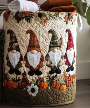 Pumpkin Patch Pal Quilted Laundry Hamper — Festive Collapsible Fabric Basket With Handles , Washable Seasonal & Kids’ Room Organizer