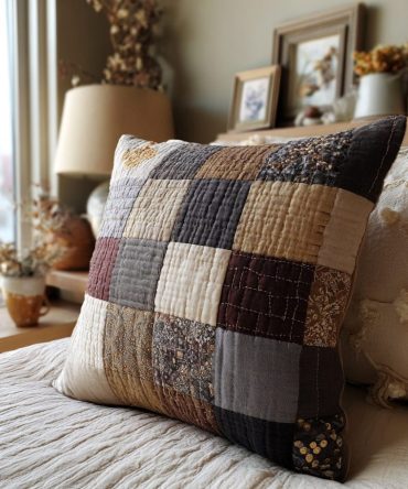 Quiet Home Decorative Quilted Pillow Cover — Soft Cotton-Blend Throw Pillowcase With Stitched Texture For Calm Bedroom & Living Room Style
