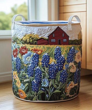 Quiet Field Quilted Meadow Storage Hamper — Serene Foldable Laundry Basket For Home Decor, Bedroom & Nursery; Durable, Lightweight & Collapsible