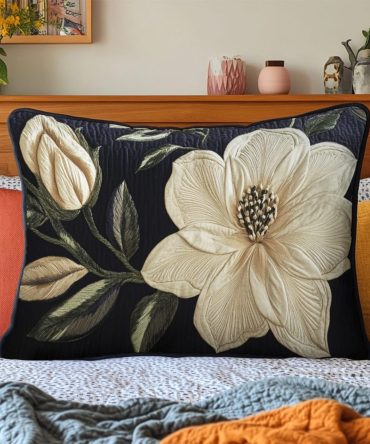 Petal Elegance Quilted Decorative Pillow Cover — Classic Floral Petal Design, Quilted Throw Sham For Chic Bedrooms & Sophisticated Living Rooms