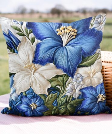 Bloom Bed Quilted Pillowcase, Lush Floral Decorative Pillow Cover For Beds & Sofas, Breathable Quilted Cotton-Blend, Reversible Accent