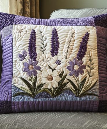 Blossom Haven Quilted Pillow Cover — Soft Floral Throw Accent, Handcrafted Look Decorative Pillowcase For Living Room & Bedroom Refresh