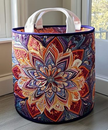 Radiant Bloom Quilted Laundry Hamper — Floral Collapsible Storage Basket With Reinforced Handles & Stands Upright