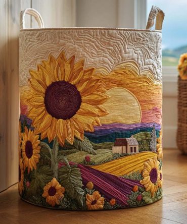 Radiant Bloom Quilted Laundry Hamper - Floral Foldable Organizer With Reinforced Handles, Large Capacity And Easy-Care Liner