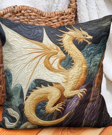 Radiant Drakon Quilted Pillow Cover — Bold Dragon Scale Decorative Throw Pillow Case, Luxurious Quilted Accent Cushion For Home & Gifts