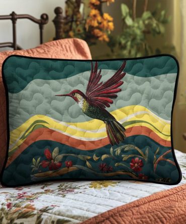 Radiant Flight Quilted Pillowcase — Vibrant Bird & Floral Decorative Sham, Lightweight Cotton-Blend Bed Accent, Easy Care
