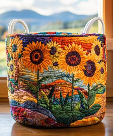 Radiant Petals Quilted Laundry Hamper — Bright Floral Foldable Basket With Reinforced Handles, Breathable Quilting & Easy-Clean Liner