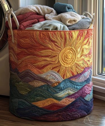 Radiant Sky Quilted Laundry Hamper — Modern Collapsible Fabric Basket With Reinforced Handles & Breathable Liner For Stylish Home Organization