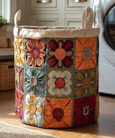 Radiant Whirl Quilted Laundry Hamper — Large Collapsible Fabric Basket With Sturdy Handles, Decorative Patterned Storage For Home & Dorm