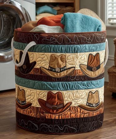 Rancher Pride Quilted Laundry Hamper – Western Ranch Fabric Laundry Basket With Handles, Collapsible Storage & Home Organizer