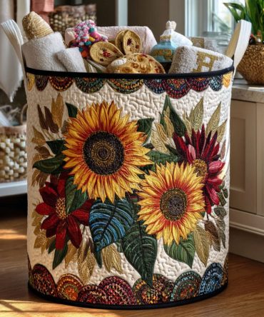 Rays Of Tranquility Quilted Laundry Hamper — Serene Gradient Patterned Foldable Fabric Laundry Basket With Breathable Lining, Reinforced Base And Easy-Carry Handles