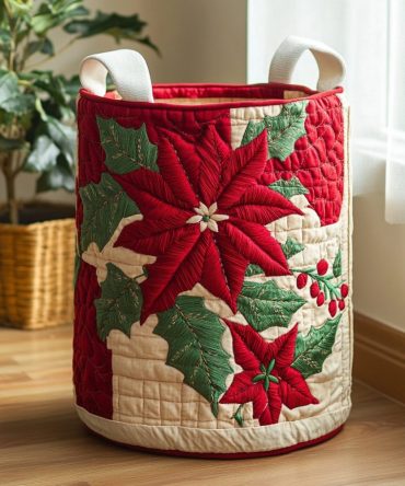 Red Harmony Quilted Laundry Hamper – Bold Decorative Collapsible Fabric Basket, Large Durable Laundry Organizer For Home & Dorm