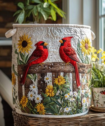 Red Perch Quilted Laundry Hamper - Vibrant Fish Motif Fabric Basket, Large Foldable Storage Hamper With Reinforced Base & Comfortable Handles
