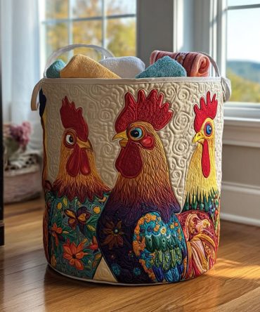 Retro Roos Quilted Hamper: Playful Vintage-Style Laundry Basket For Kids’ Rooms, Dorms & Bright Home Organization