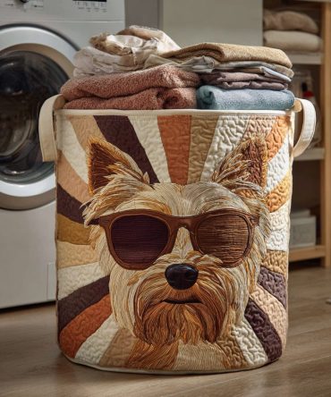 Retro Yorkshire Quilted Laundry Hamper — Vintage-Inspired Foldable Fabric Storage Basket For Home & Dorm Organization