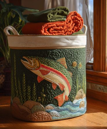 Riverlight Reflections Quilted Laundry Hamper — Reflective Waterprint Foldable Storage Basket With Strong Handles & Machine-Washable Liner