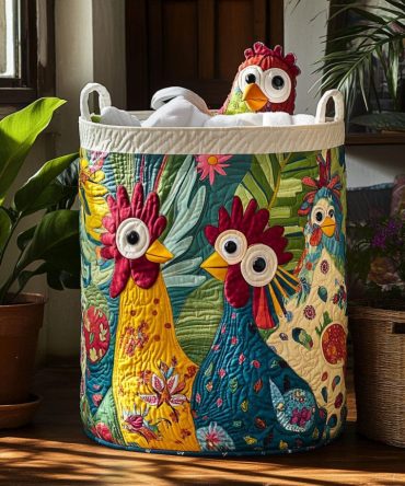 Rooster Ridge Country Quilted Laundry Hamper - Decorative Collapsible Fabric Basket With Handles & Lined Interior For Home Or Dorm