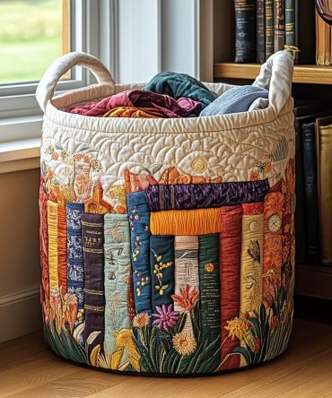 Rose Library Quilted Laundry Hamper – Elegant Rose Floral Laundry Basket, Large Decorative Collapsible Hamper With Soft Quilted Fabric & Handles