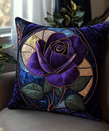 Velvet Rose Quilted Pillow Cover - Luxurious Soft Velvet Throw Case With Elegant Floral Texture For Bedroom
