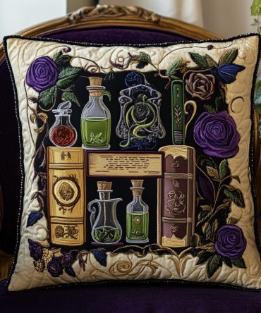Rosebound Quilted Pillow Cover - Romantic Rose Floral Pillowcase For Bed & Sofa, Soft Quilted Cotton With Artful Stitching