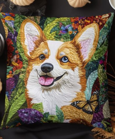 Royal Corgi Quilted Pillow Cover — Luxurious Canine Throw Pillowcase With Regal Design For Stylish Homes & Pet Lover Gifts
